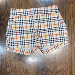 New York and Company Black and Yellow Plaid Shorts - MEDIUM